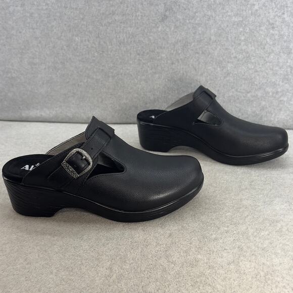 Alegria Selina -Leather Slip On Wedge Platform Clog- Black -Women 41 -NEW - Picture 6 of 11